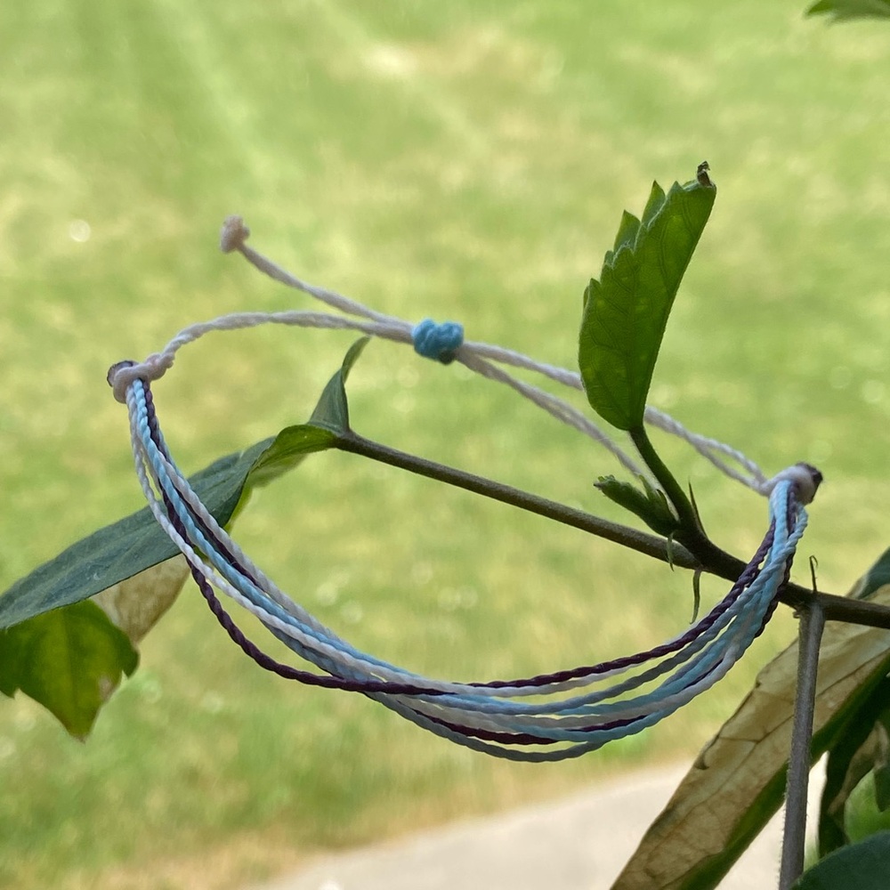 Handmade wax cord baby pink and baby blue bracelet